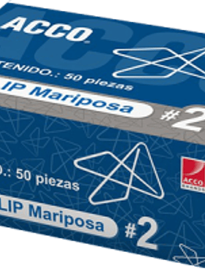 Clip Mariposa # 2, capacidad para 100 hojas