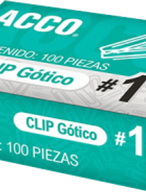 Clip Gótico No.1, capacidad para 25 hojas.