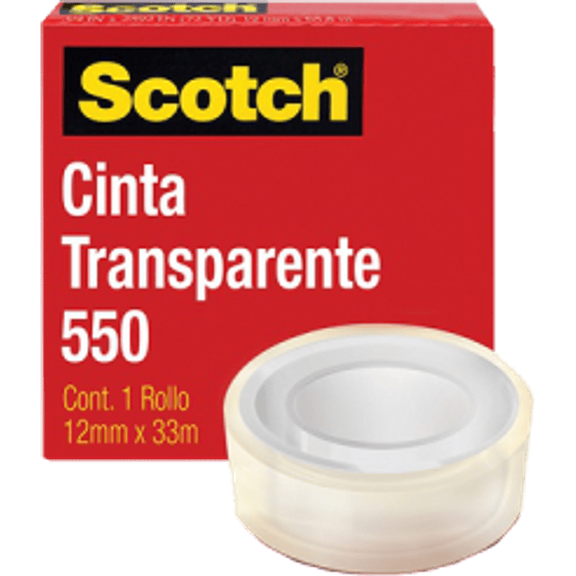 Cinta transparente modelo 550, medidas 12 mm x 33 m.