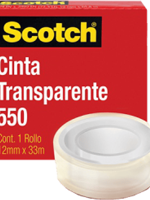 Cinta transparente modelo 550, medidas 12 mm x 33 m.
