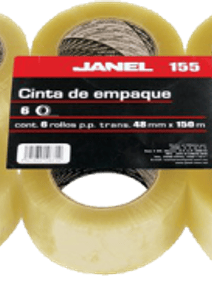 Cinta de Empaque Transparente, medidas 48 mm x 150 m. Empaque con 6 rollos