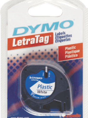 Cinta para Dymo Letratag color negro y blanco plastificada