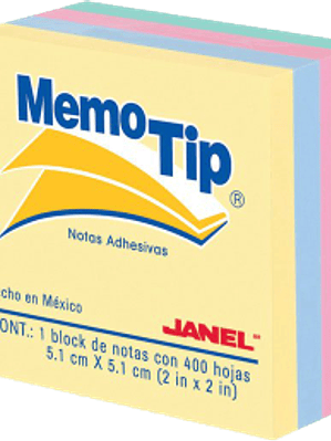 Mini Cubo Notas Adhesivas colores pastel, medidas 5.04 x 5.04 cm