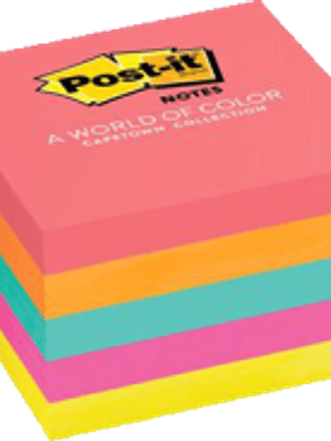 Notas Adhesivas colores neón, medida 7.6 cm x 7.6 cm (3