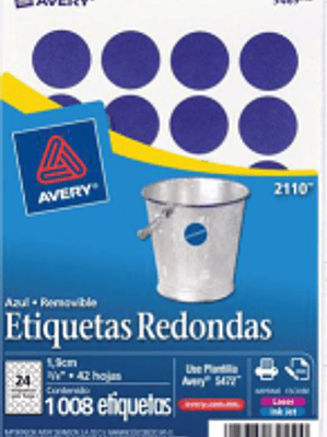 Etiqueta Circular color azul, medida de diámetro de 3/4 (1.9 cm)