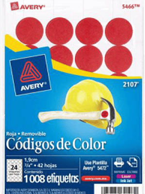 Etiqueta Circular color rojo medida de diámetro 3-/4 (1.9 cm) 