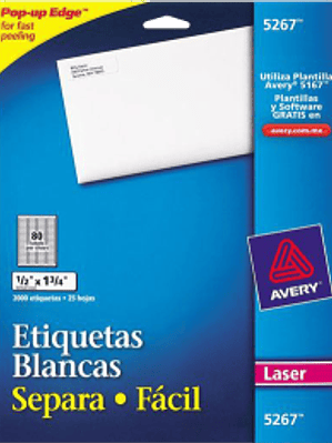 Etiqueta Adhesiva color blanca, medida 1/2