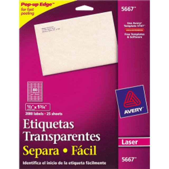 Etiqueta Adhesiva Transparente 1/2" x 1 3/4" (1.3 x 4.5 cm)