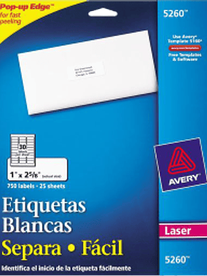 Etiquetas Adhesivas color blancas, medidas 1