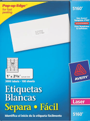 Etiquetas Adhesivas color blancas, medidas 1