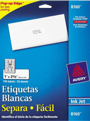 Etiquetas Adhesivas color blancas, medidas 1