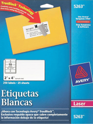 Etiquetas Adhesivas color blancas, medidas 2