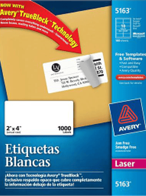Etiquetas Adhesivas color blancas medidas 2