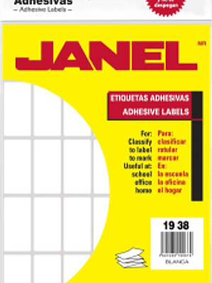 Etiqueta Adhesiva color blanca, modelo 23, medidas 19 mm x 38 mm