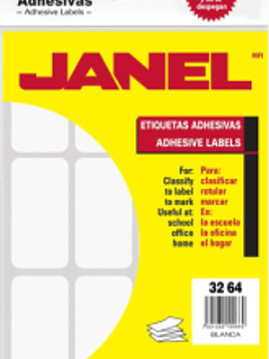 Etiqueta Adhesiva color blanca, modelo 24, medidas 32 mm. x 64 mm.