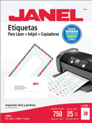 Etiqueta Adhesiva color blanca. medias 25 x 67 mm, 