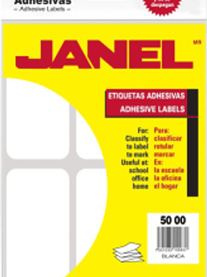 Etiquetas Adhesivas color blanco, medidas 50 mm x 100 mm.