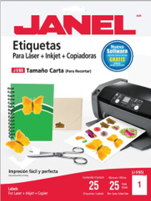 Etiqueta Adhesiva color blanca, medidas 216 x 279 mm.