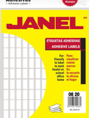 Etiquetas Adhesivas color blanco, medidas 08 mm x 20 mm
