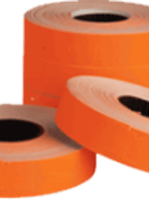 Etiqueta color naranja para maquina etiquetadora.