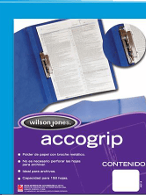 Folder con broche de palanca metálico tamaño carta , color azul claro.