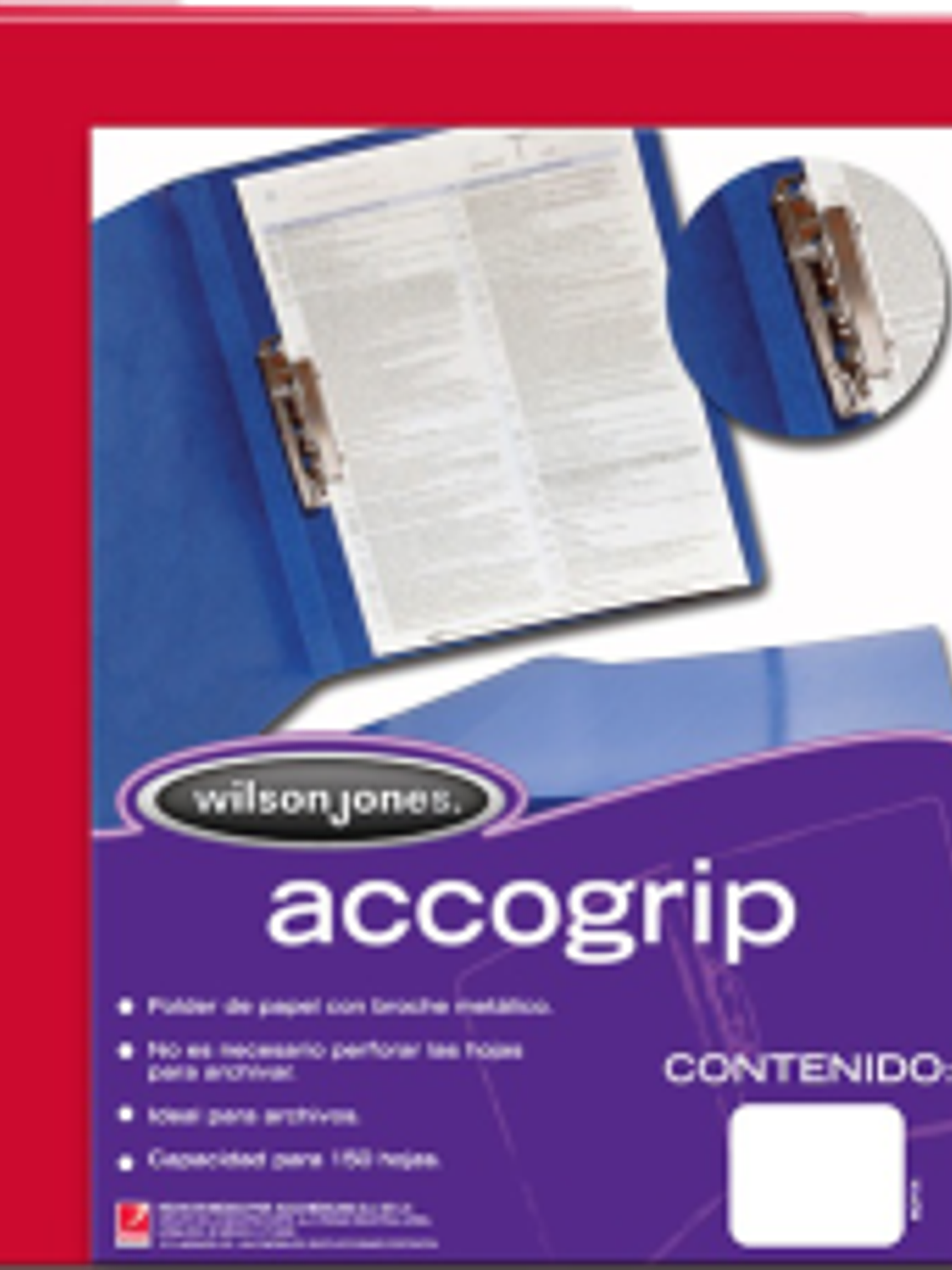 Folder con broche metálico con palanca, color rojo, tamaño carta. 1