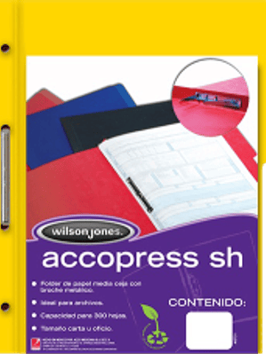 Folder tamaño oficio 1/2 ceja, con broche de 8 cm, color amarillo.