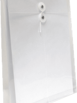 Sobre Portaducumentos con rondana transparente, forma vertical, tamaño carta.