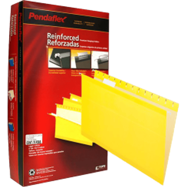 Folder Colgante color amarillo, tamaño oficio, caja con 25 piezas