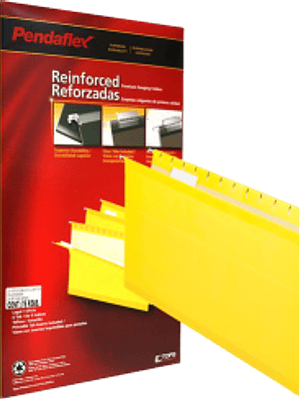 Folder Colgante color amarillo, tamaño oficio, caja con 25 piezas