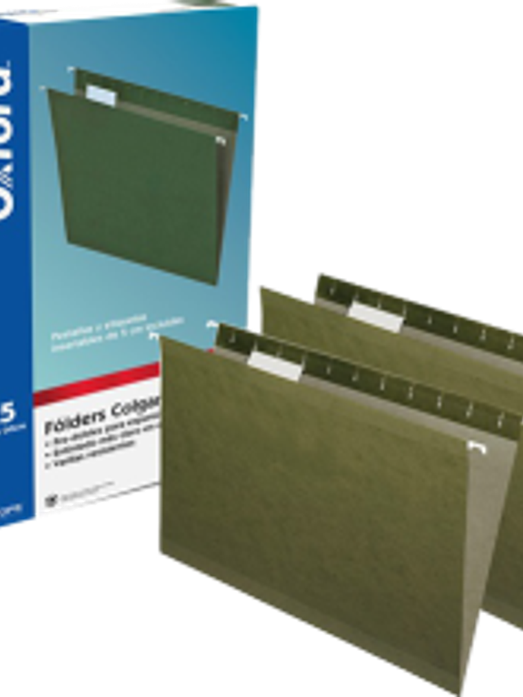 Folder Colgante color verde, tamaño oficio, caja con 25 piezas 1