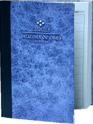 Cuaderno de Bitácora de obra, de 96 hojas.