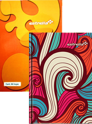 Cuaderno Forma Francesa de raya y  pasta dura, de 96 hojas.