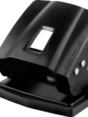 Perforadora de metal color negro de 2 orificios.