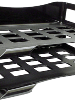 Charola 2 niveles apilable color negro.