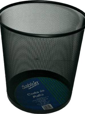 Cesto Papelero, malla de metal color negro, 12.5 litros