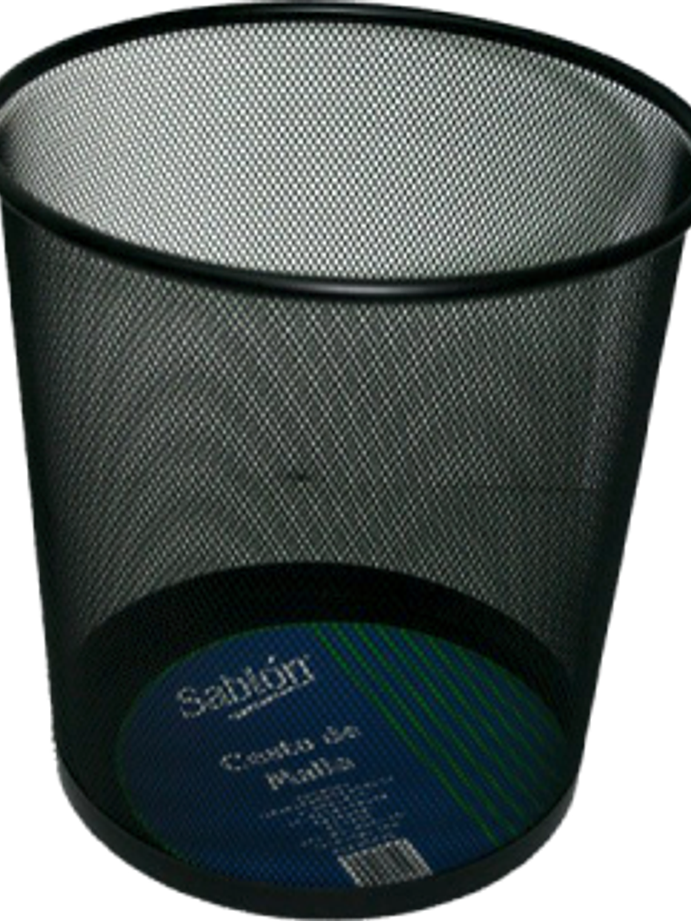 Cesto Papelero, malla de metal color negro, 12.5 litros 1