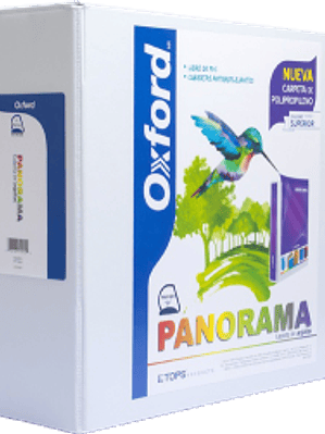 Carpeta panorámica tamaño carta color blanca, con arillo forma 