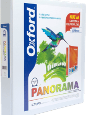 Carpeta panorámica tamaño carta color blanca, con arillo forma 