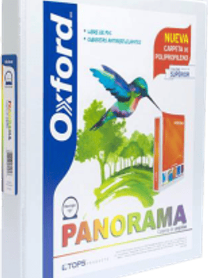 Carpeta panorámica tamaño carta color blanca, con arillo forma 