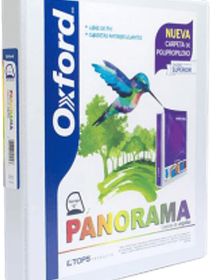 Carpeta panorámica tamaño carta color blanca, con arillo forma 