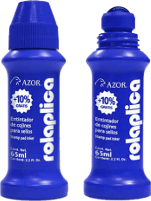Tinta para sello color azul de 60 ml.