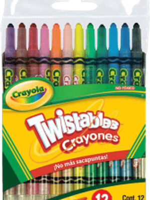 Crayón forma de lápiz girable twistable, paquete con 12 piezas