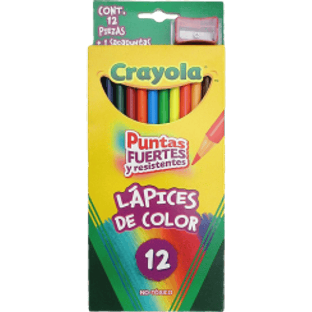 Colores puntas fuertes y resistentes, paquete con 12 lapices.