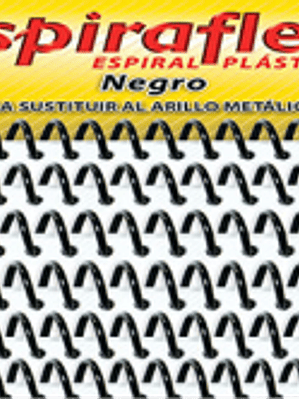 Espiral de plástico color negro medida de 13 mm, paquete con 84 piezas.