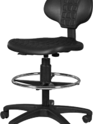Silla Operativa tipo cajero sin brazos y con aro cromado color negro