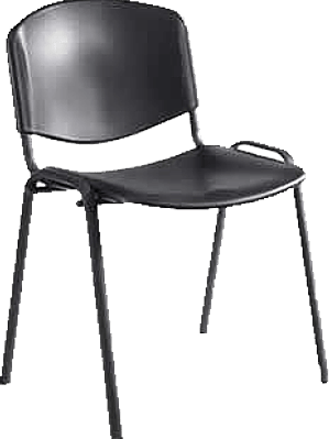 Silla fija color negro ergonómica para visita con base de cuatro patas.