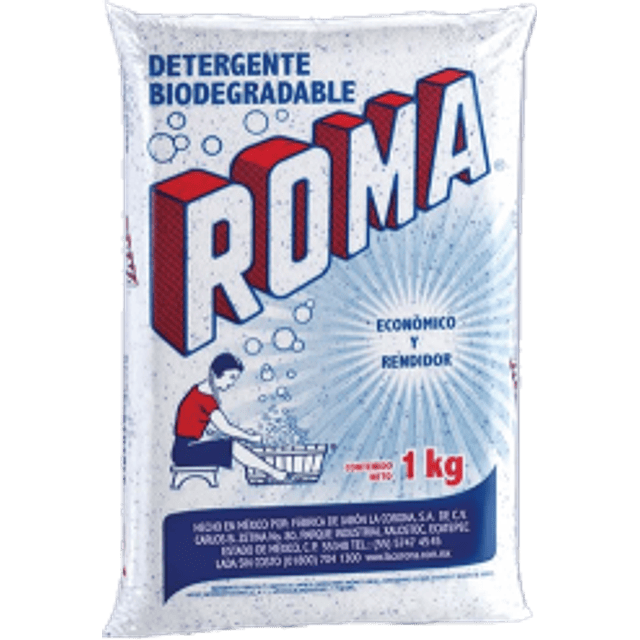 Detergente en polvo, bolsa de 1 kilo.