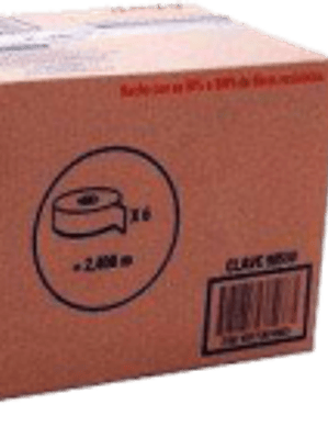 Papel Higiénico Jumbo SR, caja con 6 bobinas de 400 metros.