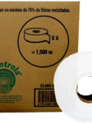 Papel Higiénico color blanco tamaño jumbo junior, de 250 mts caja con 6 piezas